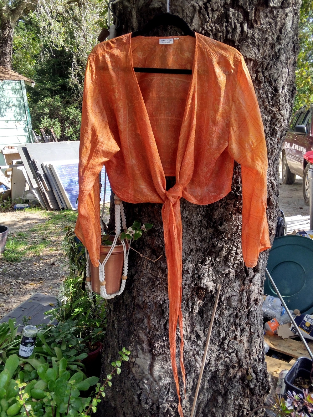 Lightweight Orange Tie-Front Women's Top